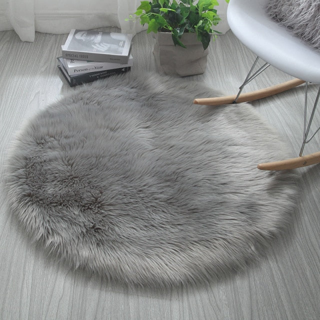 Round Fuzzy Imitation Fur Rugs