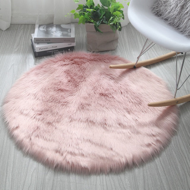 Round Fuzzy Imitation Fur Rugs