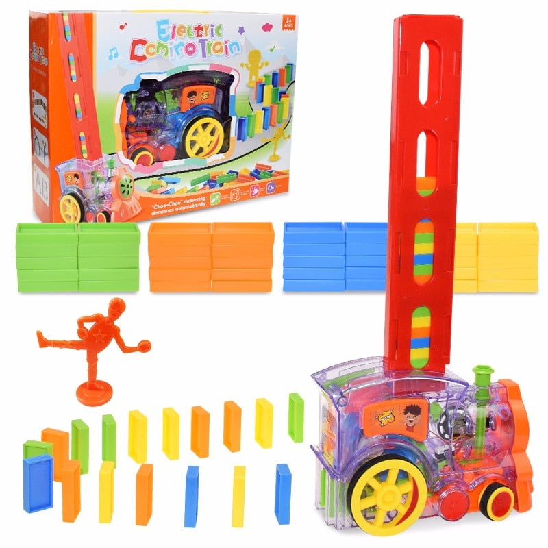 Kids Domino Train Set up Blocks Automatic Laying Domino Brick Colorful Dominoes Blocks Game Educational DIY Toy christmas Gift