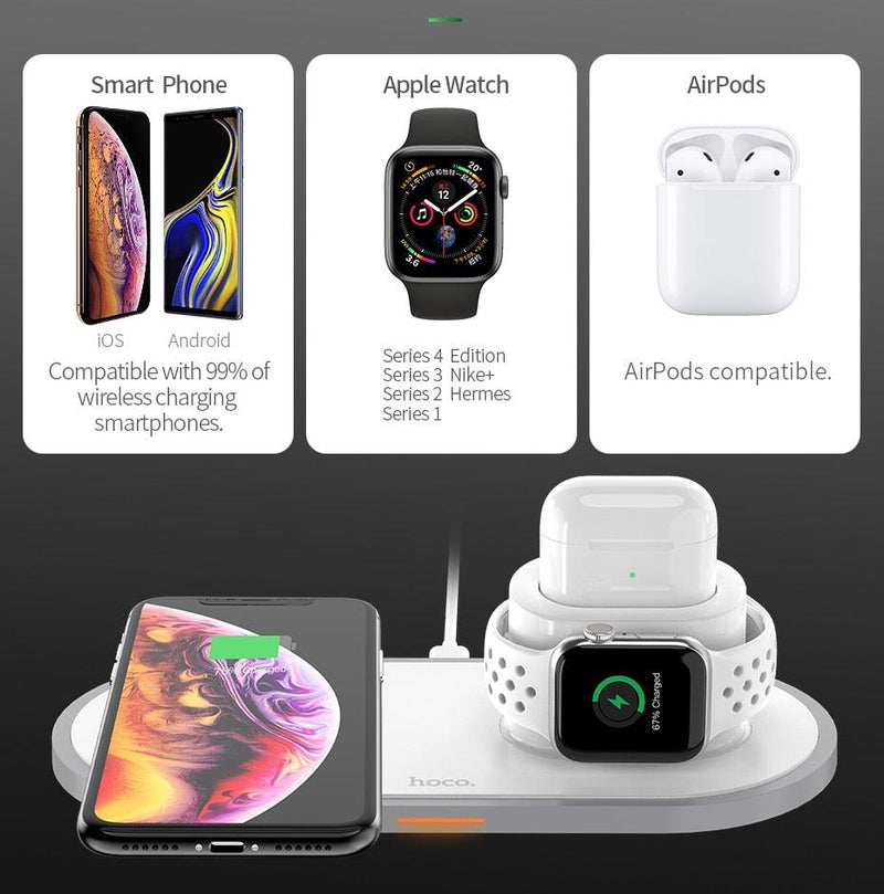 Qi Wireless Charger 10W Fast Charging Pad 3 in 1