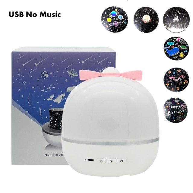 Rotating LED Lamp Colorful Sky Projector Night Light With BT Speaker