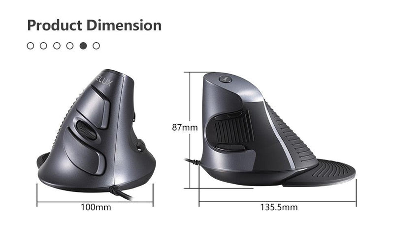 Delux M618 BU Ergonomic 6 Buttons Vertical Mouse 6 Buttons 800/1200/1600 DPI