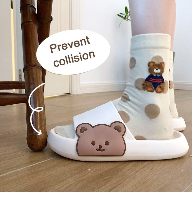 Women Men kids Cloud Slippers Sandals Beach Slides Flip Flops Cartoon Smile Bear Thick Soled Gym House Slipper for Indoor & Outdoor