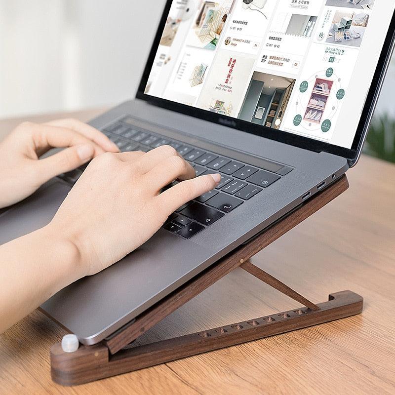 Wood Foldable Laptop Stand 8 Levels Adjustable Height