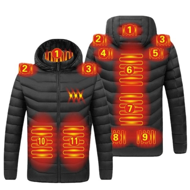 Unisex Winter Warm Heated Jacket / 8 heating areas, Heated Jacket , Electric Heated Jacket, Rechargeable Jacket