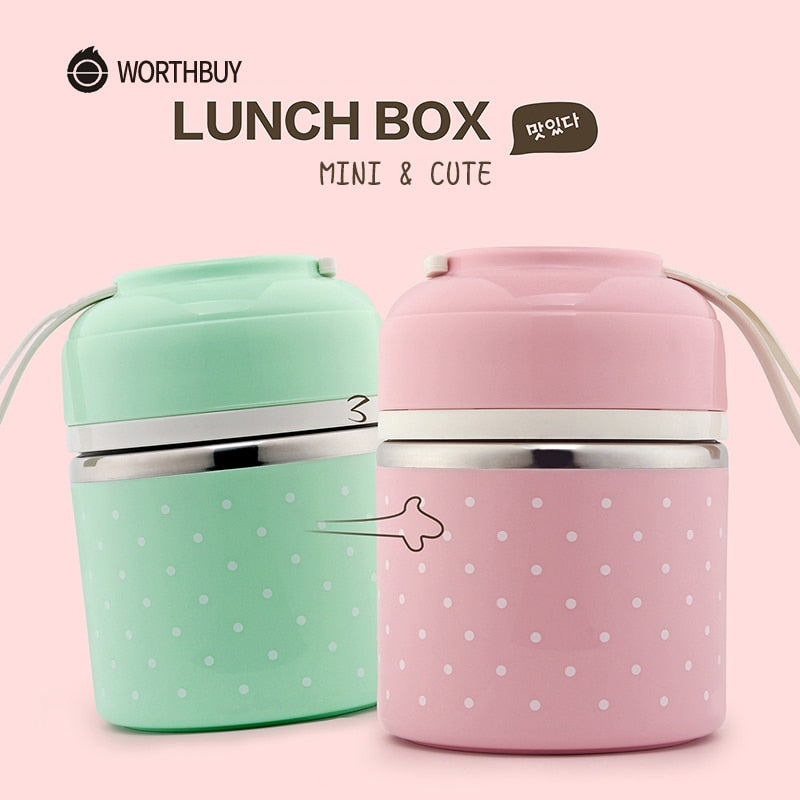 Portable Stainless Steel Lunch Box, For Kids Office Work, Leak-Proof Food Container,Thermal Food Storage