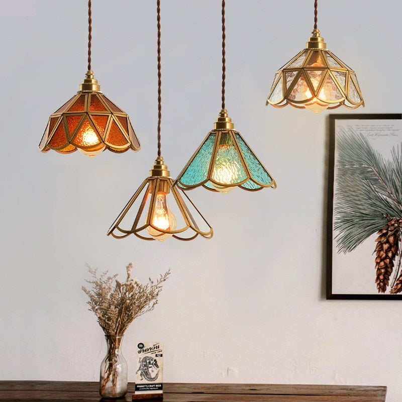 Vintage Stained Glass Pendant Lights