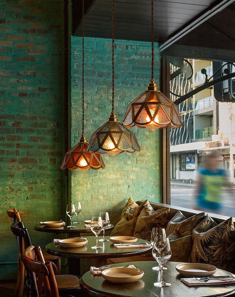 Vintage Stained Glass Pendant Lights