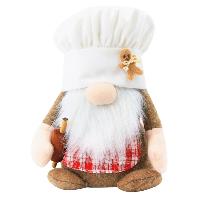 G5AB Chef Gnome Plush Doll for Tiered Tray Shelf Table Party Wedding Home Decoration