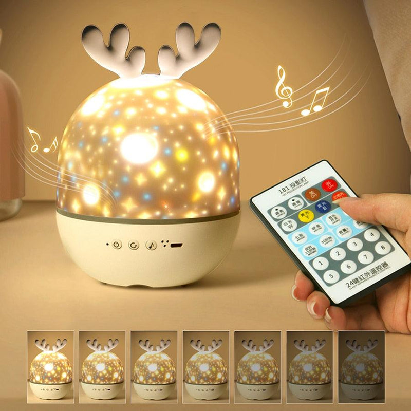 Starry Sky Rotating LED Night Light Lamp With Speaker