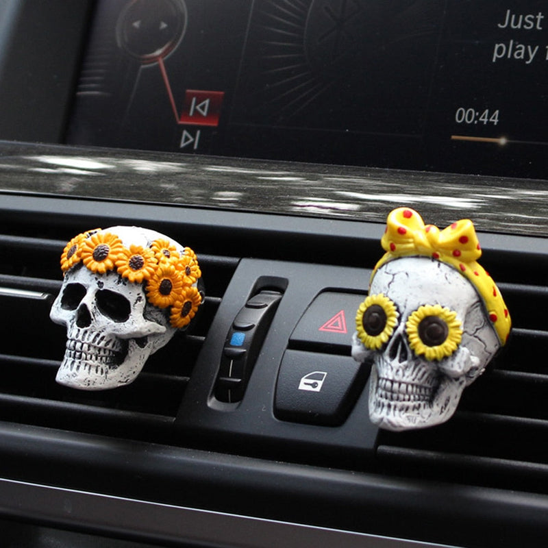 Flower Power Skull Vent-Mounted Car Fresheners | 2 pcs