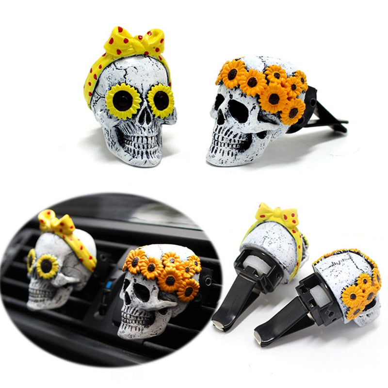 Flower Power Skull Vent-Mounted Car Fresheners | 2 pcs