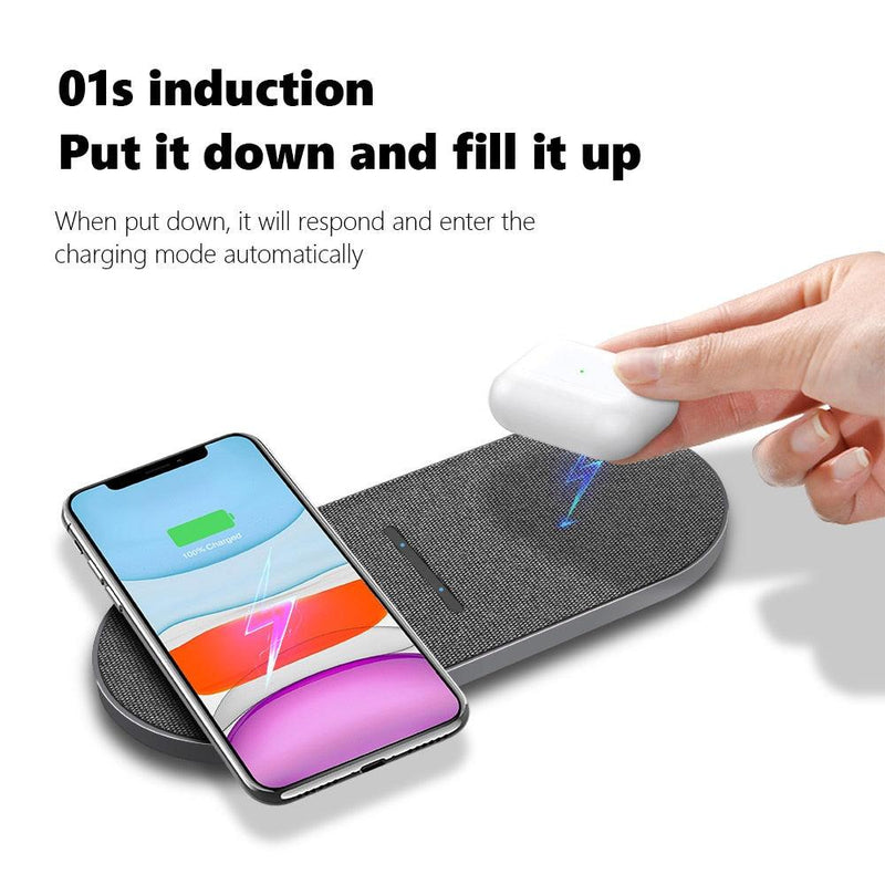 2 in 1 30W Dual Seat Qi Wireless Charger