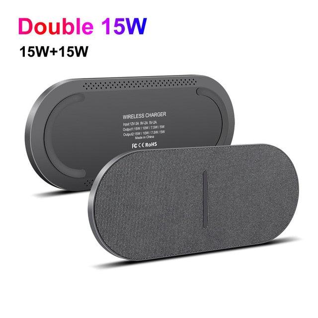 2 in 1 30W Dual Seat Qi Wireless Charger