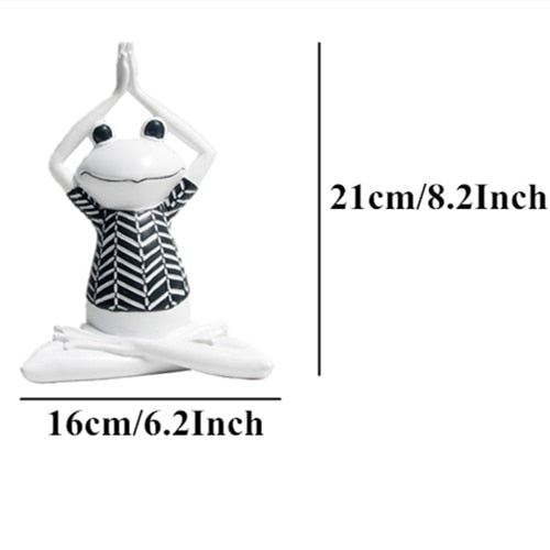 Meditating Chilling Out Frog Resin Figurines | Black & White