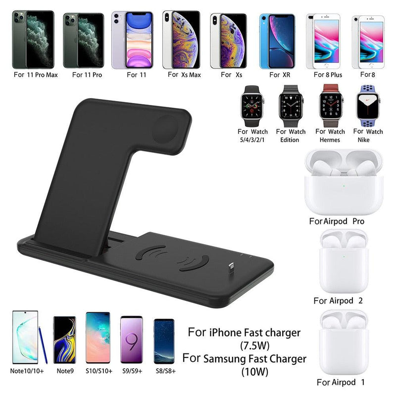 Fast Wireless 4 in 1 Foldable Charging Dock Station For iPhone Apple Watch