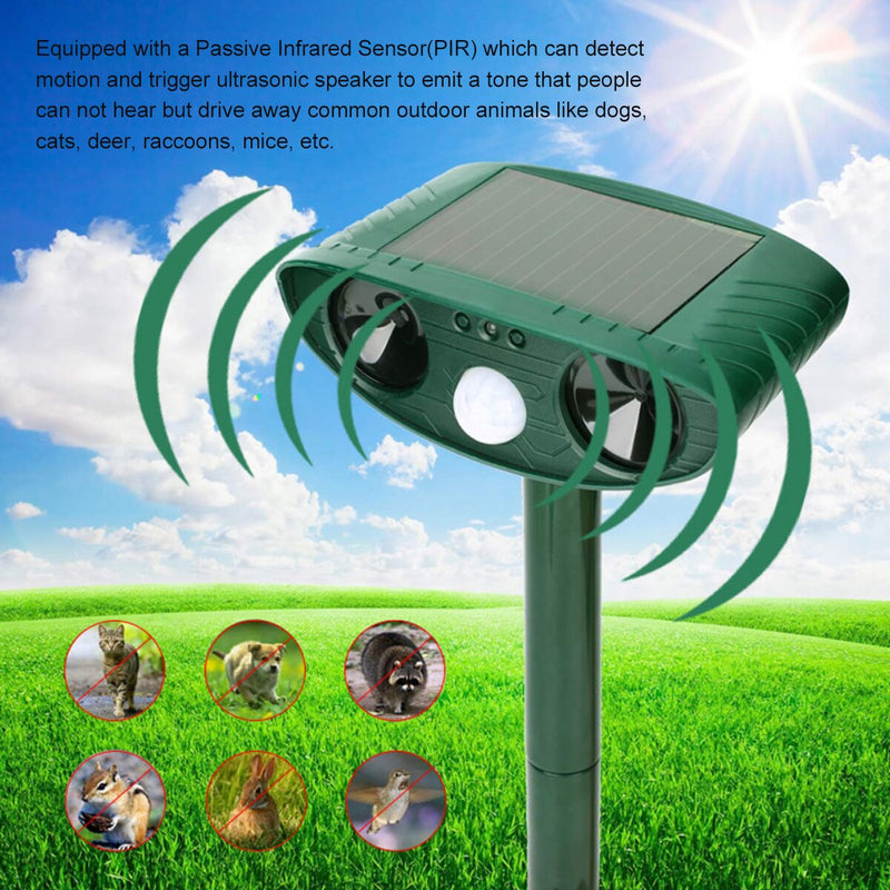 Waterproof Ultrasonic Chipmunk Repeller, Solar Powered Winter Pest Detterent Get Ride of Annoying Animals Dog Cat Bird deer