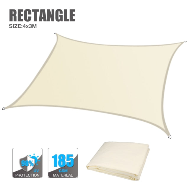 Triangle / Rectangle Driveway Shade Sail Tarp, Awings Sun Shade Shelter Sail Canopy Top Parasol