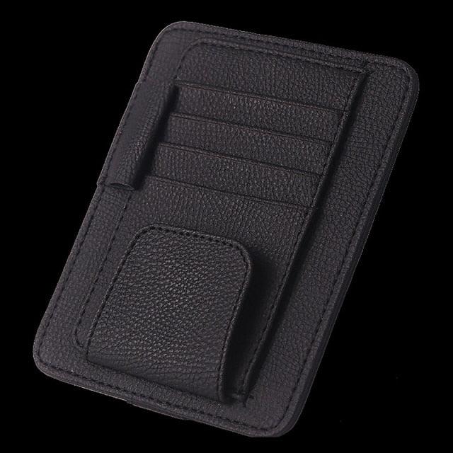 PU Leather Auto Organizer Visor Card Holder