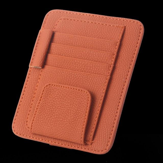 PU Leather Auto Organizer Visor Card Holder