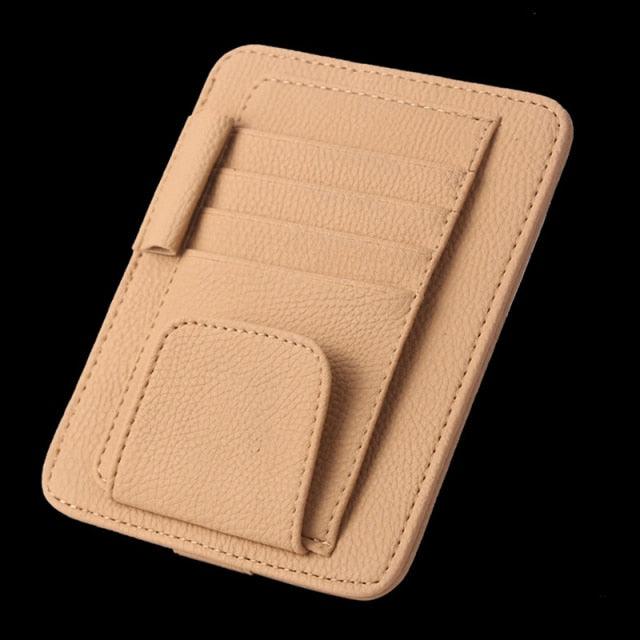 PU Leather Auto Organizer Visor Card Holder