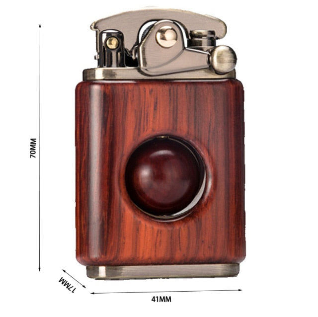 Rosewood Retro Wooden Lighter Red Sandalwood, Wood With Metal Lighter Kerosene Grinding Wheel Metal lighter