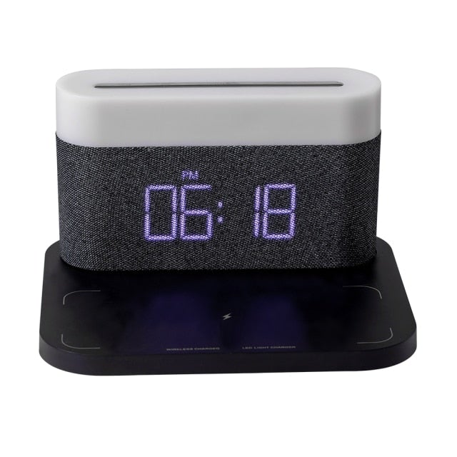 Wireless Charging Phone Lamp Digital Clock - Wireless Charger, Alarm Clock and LED Lamp