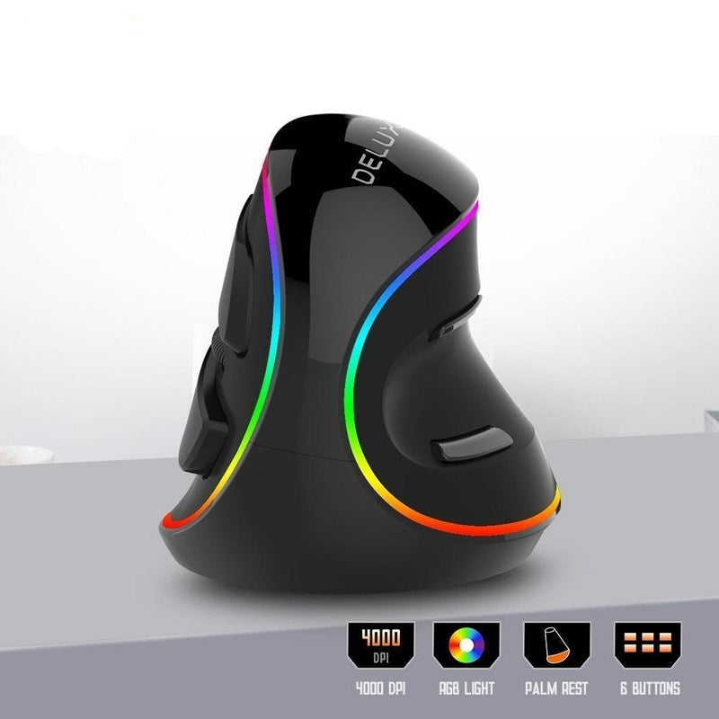 Delux M618Plus RGB 4000 DPI Ergonomic 6 Buttons Vertical Mouse