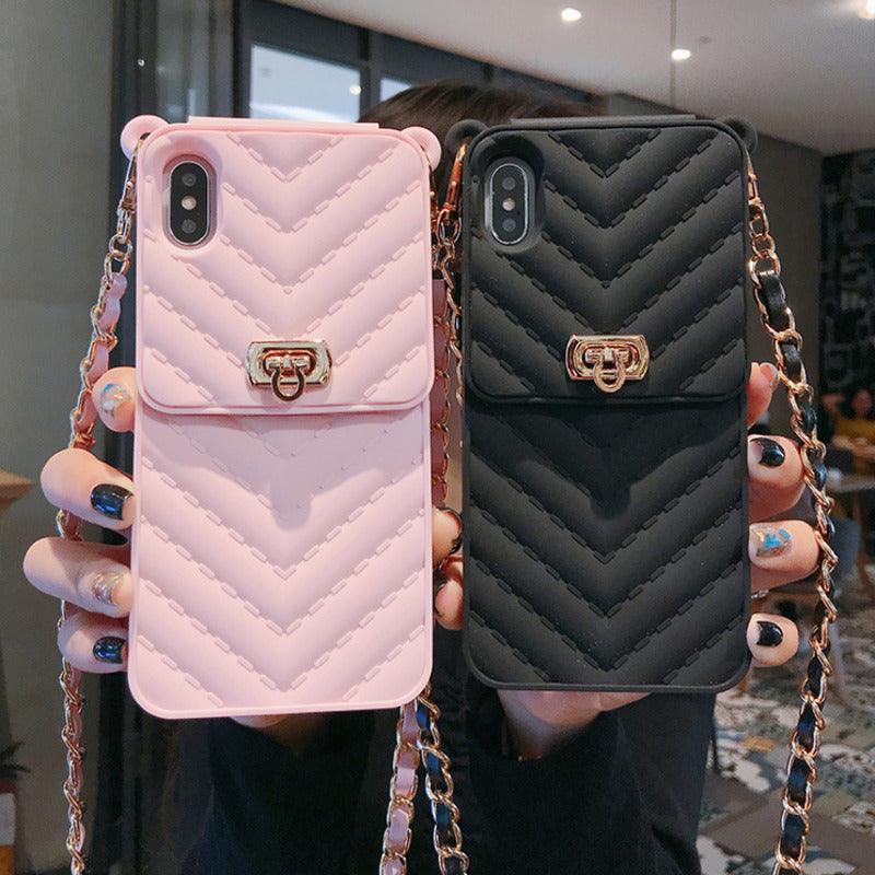 Long Strap Shoulder Wallet Cover For iPhone