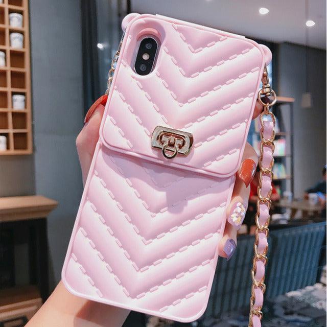 Long Strap Shoulder Wallet Cover For iPhone