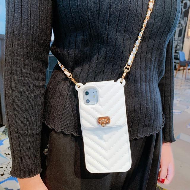 Long Strap Shoulder Wallet Cover For iPhone