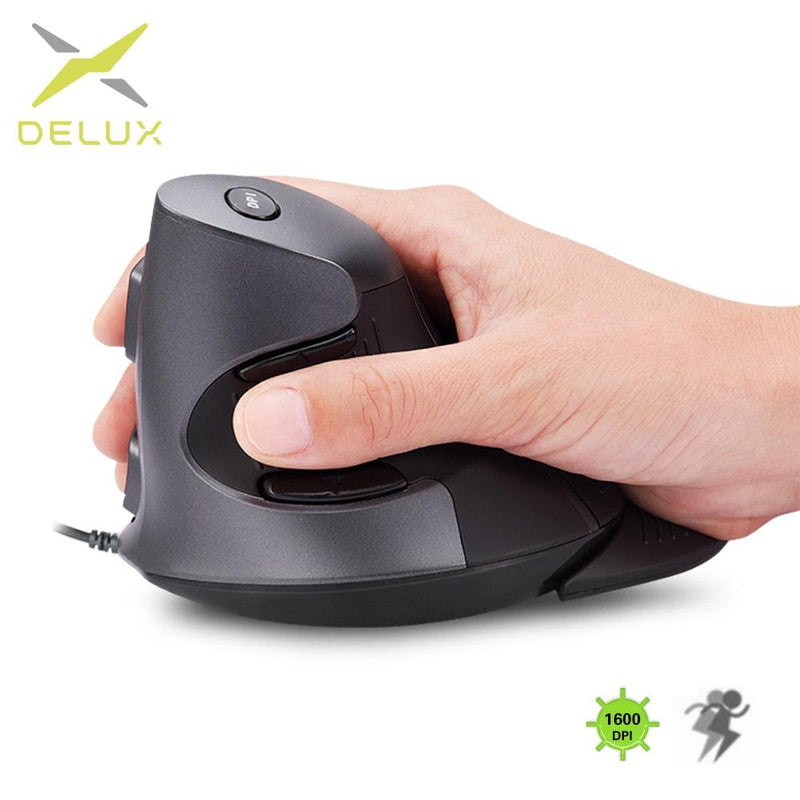 Delux M618 BU Ergonomic 6 Buttons Vertical Mouse 6 Buttons 800/1200/1600 DPI