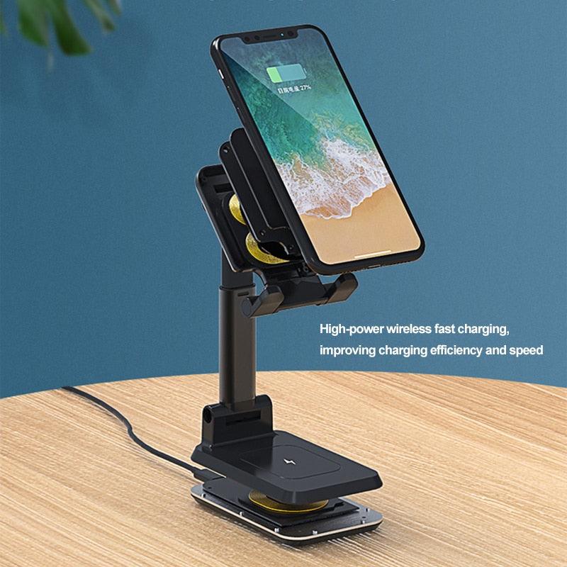 Wireless Charger with Telescopic Desktop Holder Stand 2 in 1