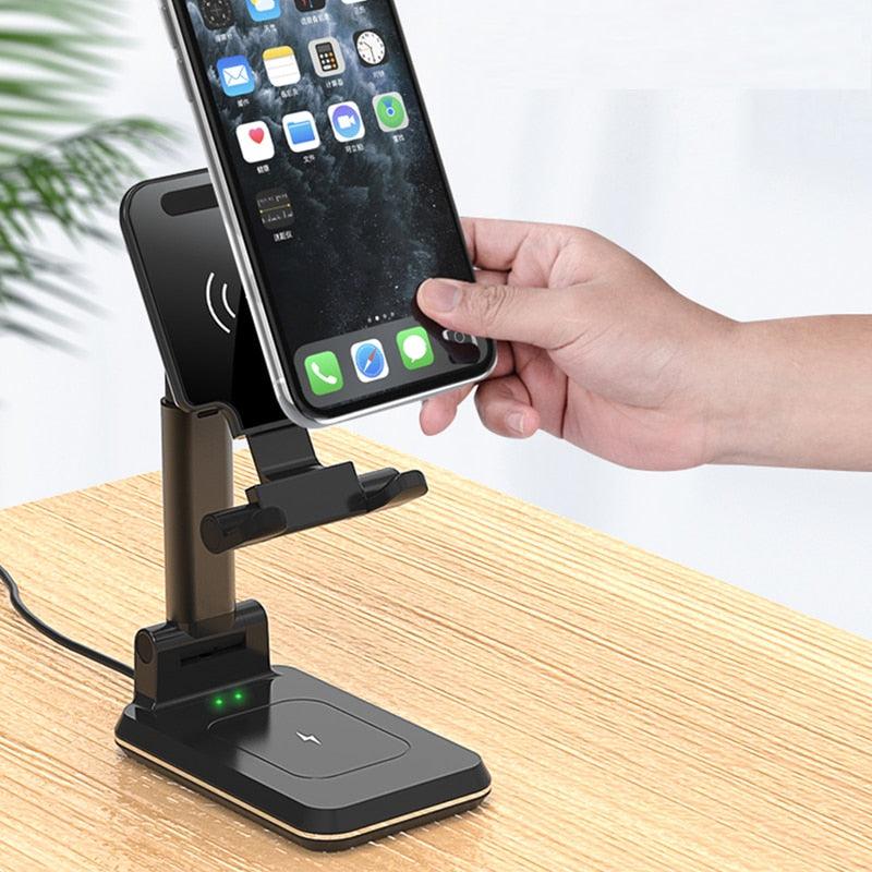 Wireless Charger with Telescopic Desktop Holder Stand 2 in 1