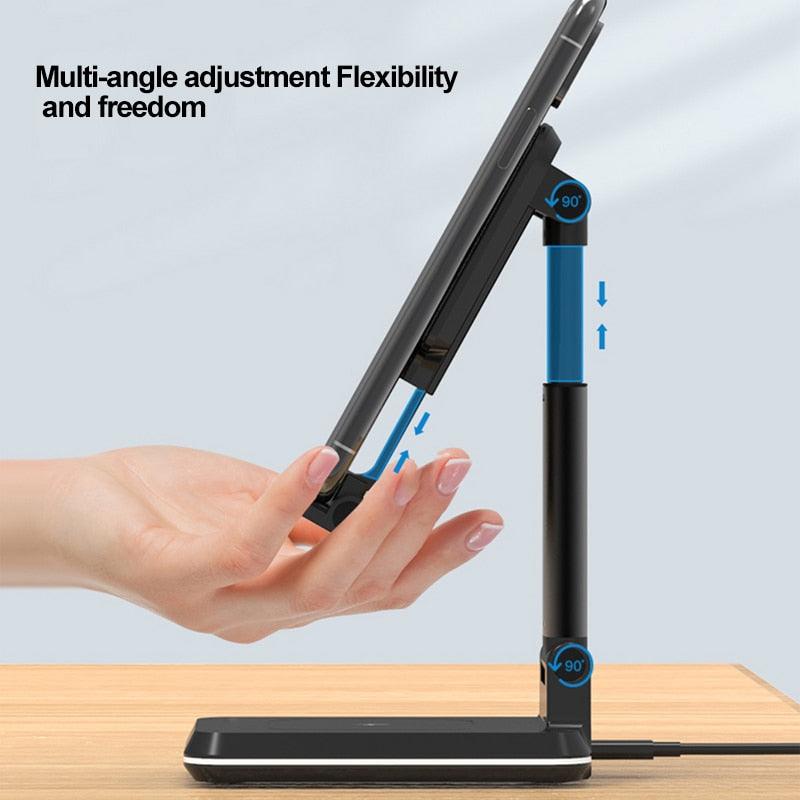 Wireless Charger with Telescopic Desktop Holder Stand 2 in 1