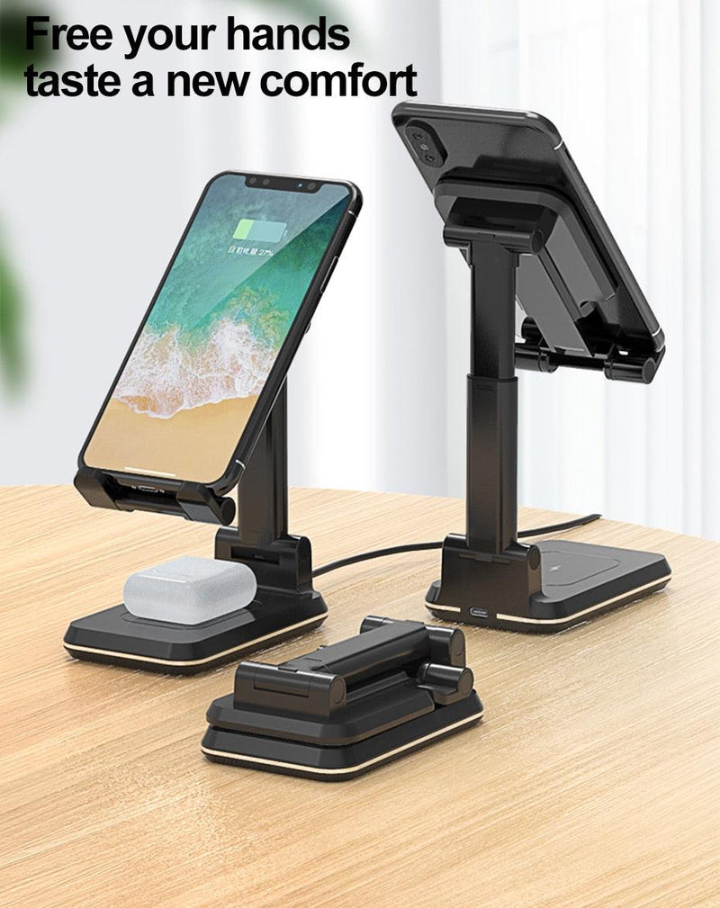 Wireless Charger with Telescopic Desktop Holder Stand 2 in 1