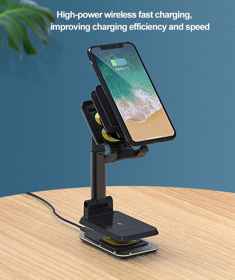 Wireless Charger with Telescopic Desktop Holder Stand 2 in 1