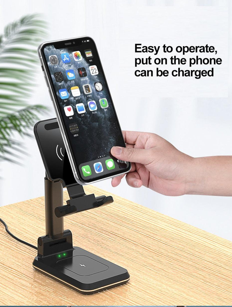 Wireless Charger with Telescopic Desktop Holder Stand 2 in 1