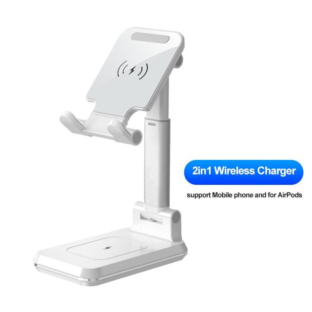 Wireless Charger with Telescopic Desktop Holder Stand 2 in 1