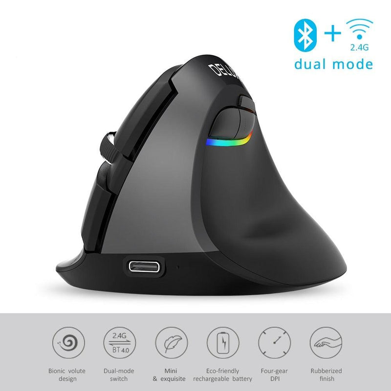 Delux M618 Mini BT 4.0+2.4GHz Dual mode Wireless Rechargeable Mouse