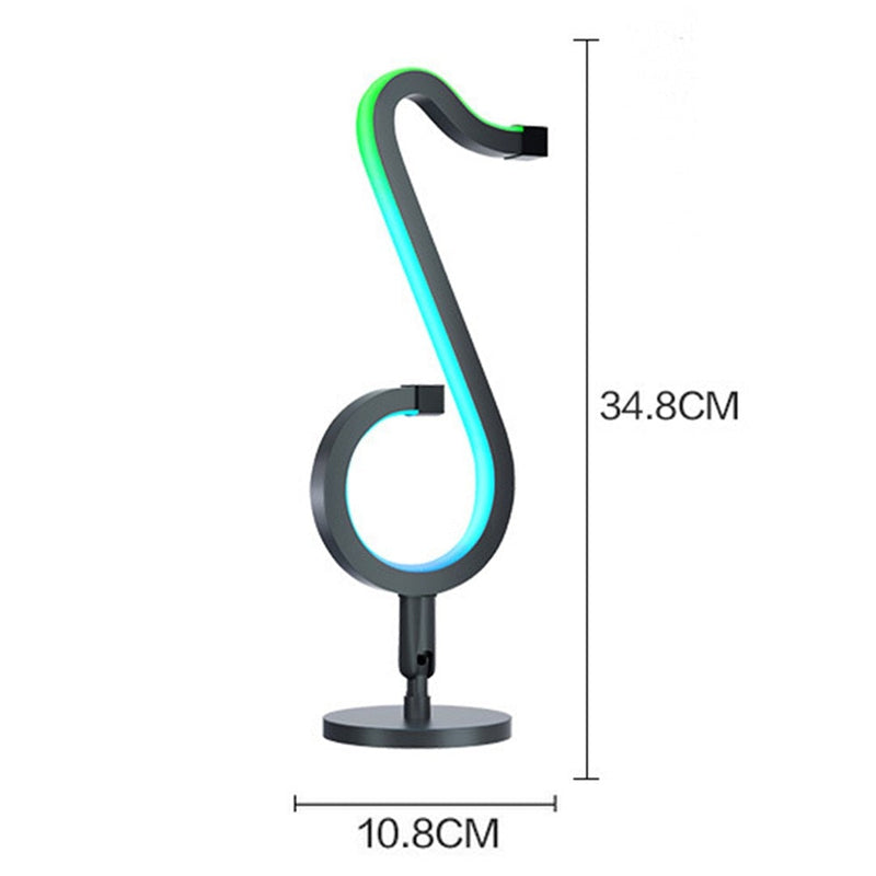 Musical Note RGB Night Lamp Simple Fashion Metal Black LED Table Light with USB Cord - RGB TikTok Symphony Table Desk Lamp