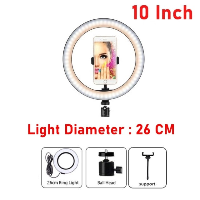 Professional Ring Lamp & Tripod Kit | Adjustable Height | Makeup, Photos and Streaming