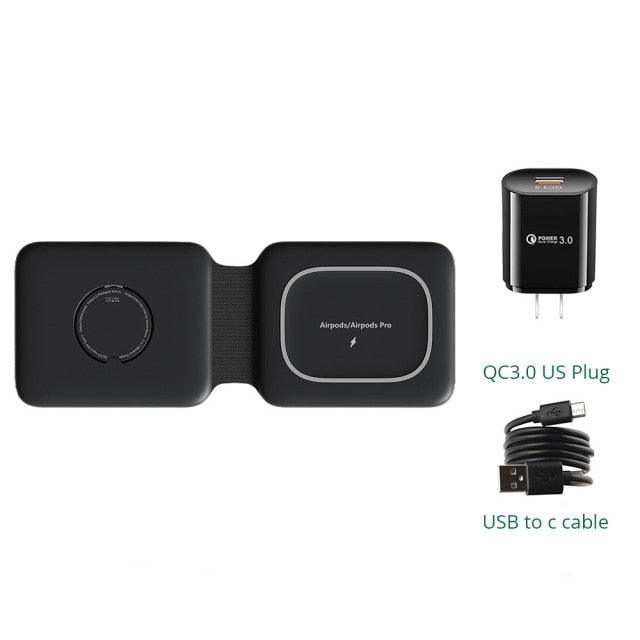 3 in 1 Foldable Magnetic Wireless Charger For iPhone AirPods Apple Watch