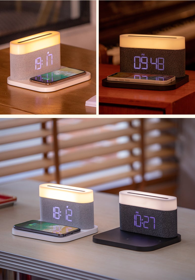 Wireless Charging Phone Lamp Digital Clock - Wireless Charger, Alarm Clock and LED Lamp