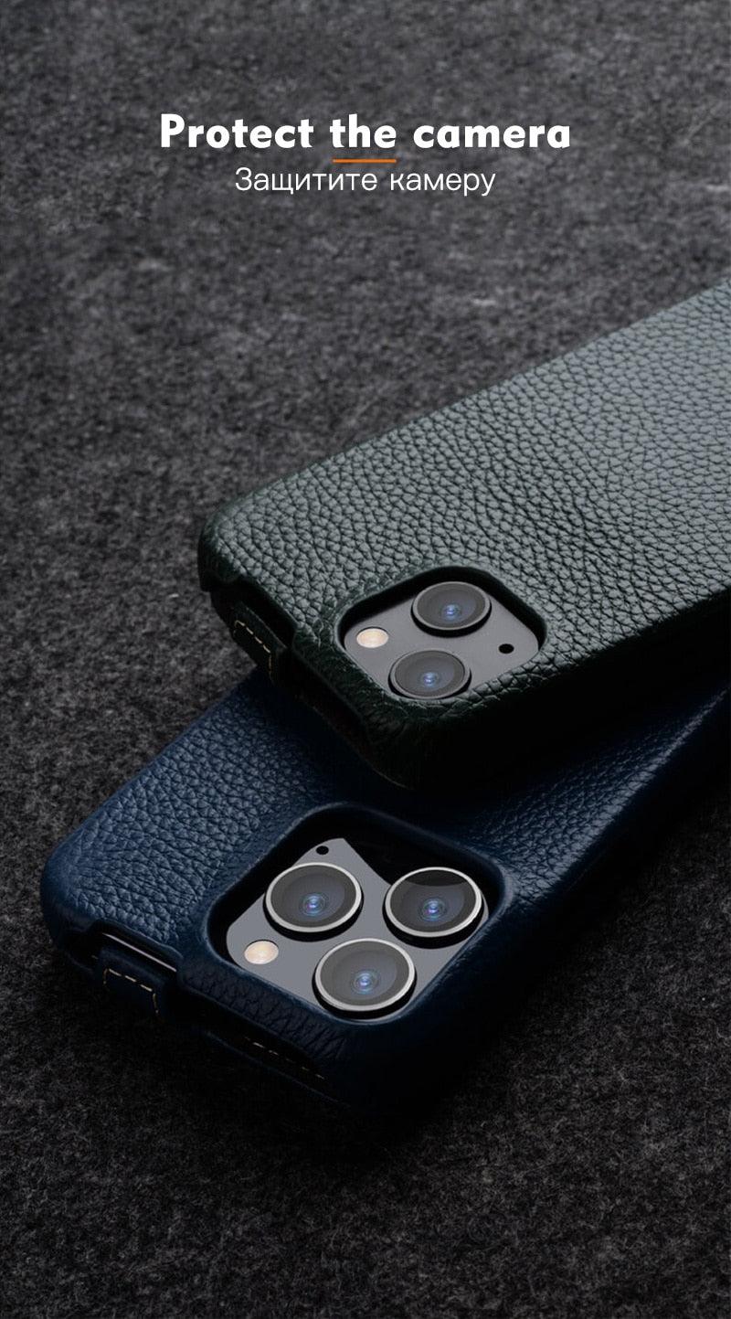 Genuine Leather Flip Case For iPhone