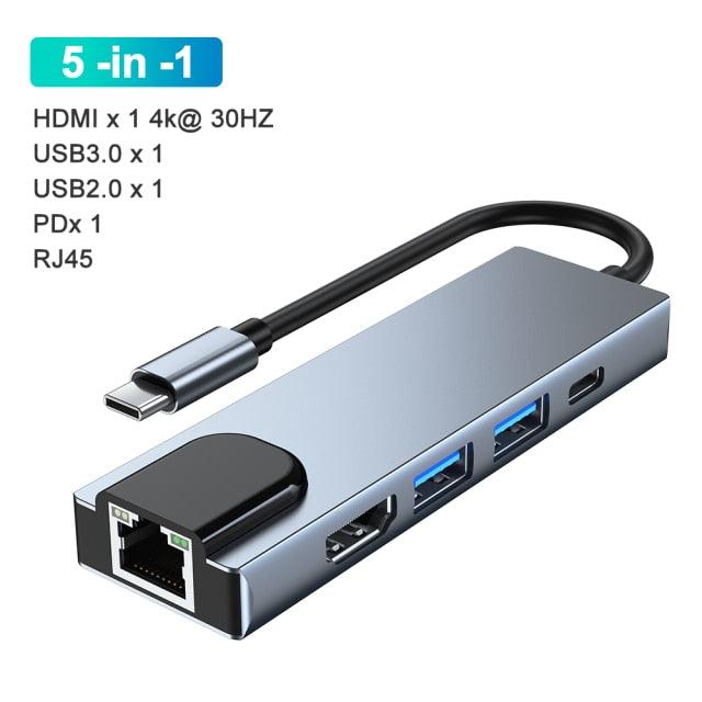 USB HUB 3.0 USB To Type C Adapter 4K HDMI Compatible