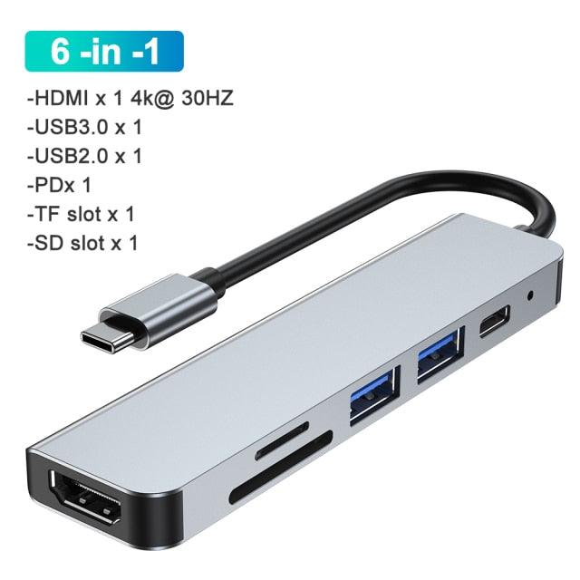 USB HUB 3.0 USB To Type C Adapter 4K HDMI Compatible