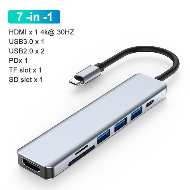 USB HUB 3.0 USB To Type C Adapter 4K HDMI Compatible