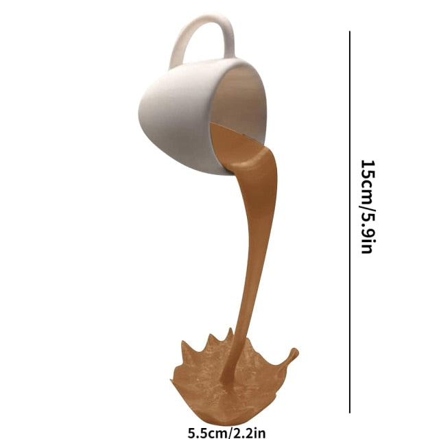 Floating Coffee Cup Art Resin Statue