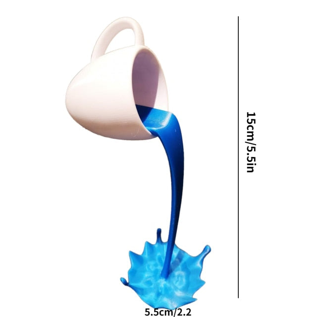Floating Coffee Cup Art Resin Statue